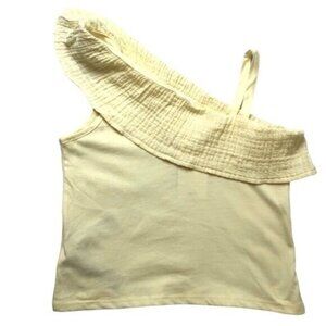 NWT MNG by Mango Kids Girl Yellow One Shoulder Summer Tee Shirt  9-10